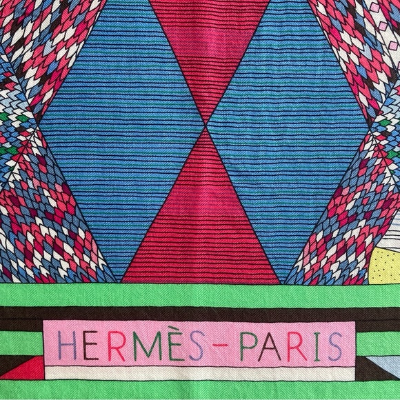 NWT Hermes Patchwork Horse Cashmere Silk Shawl Scarf - Picture 6 of 16